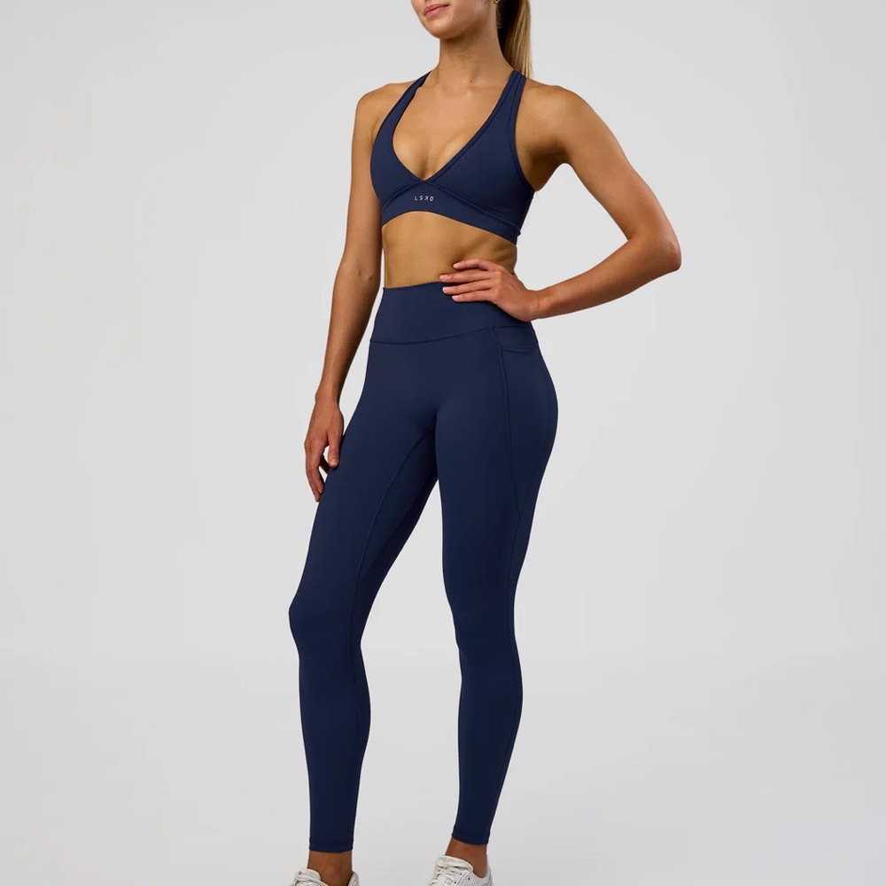 High-Waist Navy Leggings - Performance Activewear